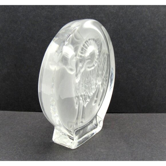 Frosted Glass GOAT RAM Paperweight Art Decor Zodiac Aries 5.2 inches - Picture 9 of 12